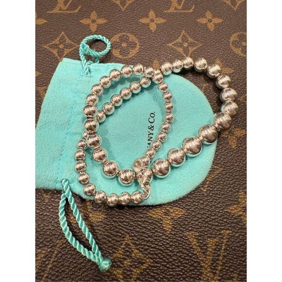 TIFFANY & CO. STERLING SILVER 925 GRADUATED BEAD BALL NECKLACE 16" - Picture 8 of 9